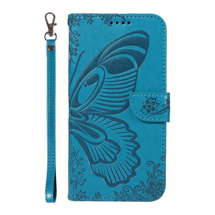 For Samsung Galaxy S25 Ultra 5G Swallowtail Butterfly Embossed Leather Phone Case(Blue) - Galaxy S25 Ultra 5G Cases by PMC Jewellery | Online Shopping South Africa | PMC Jewellery | Buy Now Pay Later Mobicred