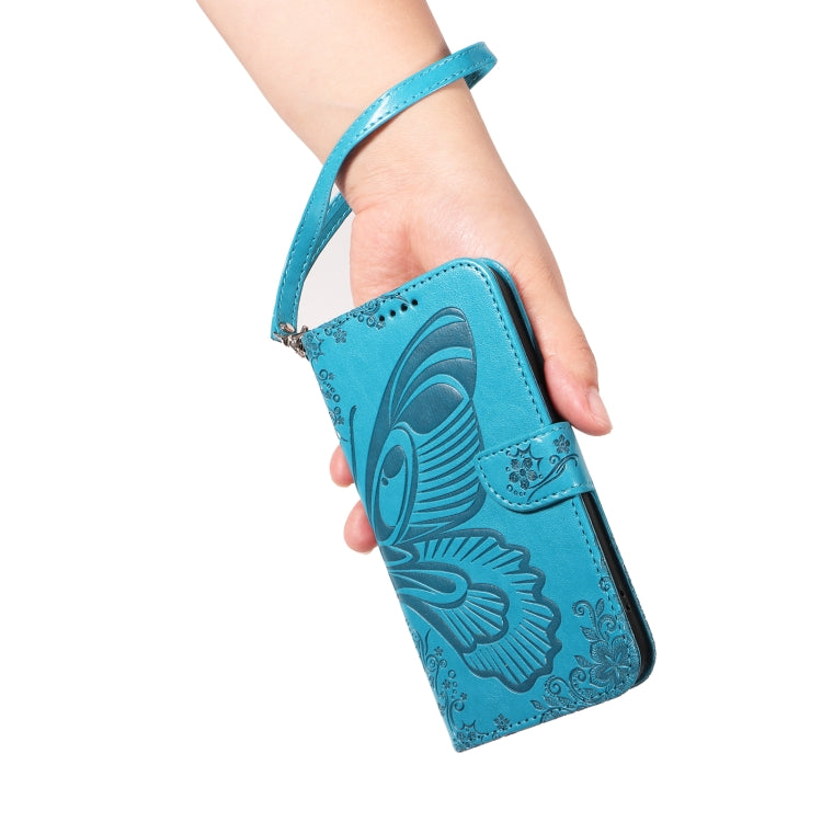 For Samsung Galaxy S25 Ultra 5G Swallowtail Butterfly Embossed Leather Phone Case(Blue) - Galaxy S25 Ultra 5G Cases by PMC Jewellery | Online Shopping South Africa | PMC Jewellery | Buy Now Pay Later Mobicred