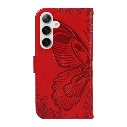 For Samsung Galaxy S25 / S24 5G Swallowtail Butterfly Embossed Leather Phone Case(Red) - Galaxy S25 5G Cases by PMC Jewellery | Online Shopping South Africa | PMC Jewellery | Buy Now Pay Later Mobicred