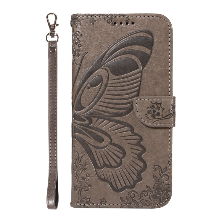 For Samsung Galaxy S25+ / S24+ 5G Swallowtail Butterfly Embossed Leather Phone Case(Grey) - Galaxy S25+ 5G Cases by PMC Jewellery | Online Shopping South Africa | PMC Jewellery | Buy Now Pay Later Mobicred