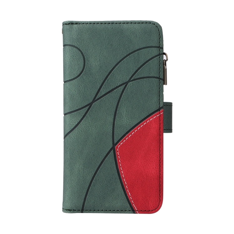 For iPhone 16 Dual-color 9 Card Slots Zipper Wallet Leather Phone Case(Green) - iPhone 16 Cases by PMC Jewellery | Online Shopping South Africa | PMC Jewellery | Buy Now Pay Later Mobicred