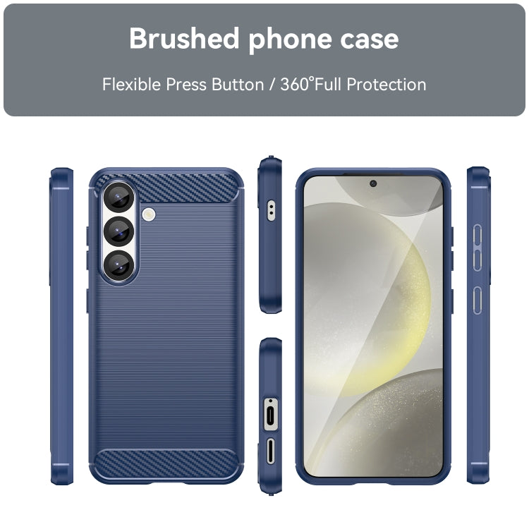 For Samsung Galaxy S25 5G Carbon Fiber Brushed Texture TPU Phone Case(Blue) - Galaxy S25 5G Cases by PMC Jewellery | Online Shopping South Africa | PMC Jewellery | Buy Now Pay Later Mobicred