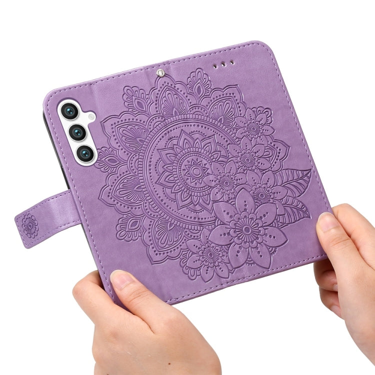 For Samsung Galaxy S25+ 5G Seven-petal Flowers Embossing Leather Phone Case(Light Purple) - Galaxy S25+ 5G Cases by PMC Jewellery | Online Shopping South Africa | PMC Jewellery | Buy Now Pay Later Mobicred