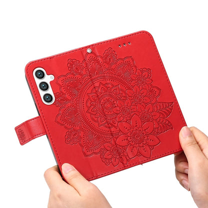 For Samsung Galaxy S25+ 5G Seven-petal Flowers Embossing Leather Phone Case(Red) - Galaxy S25+ 5G Cases by PMC Jewellery | Online Shopping South Africa | PMC Jewellery | Buy Now Pay Later Mobicred