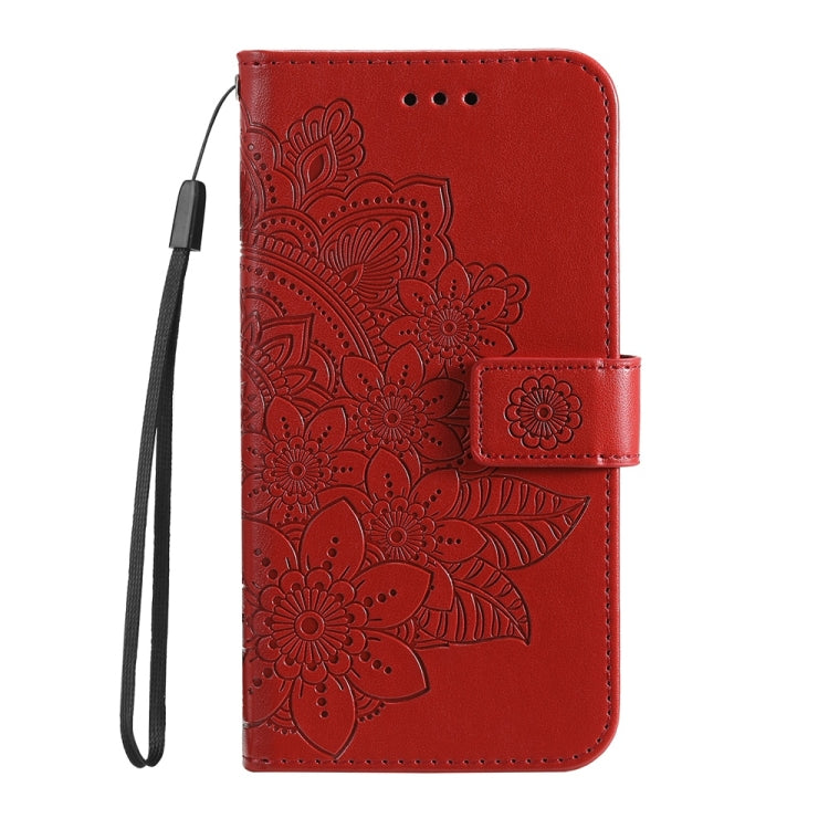 For Samsung Galaxy S25 Ultra 5G Seven-petal Flowers Embossing Leather Phone Case(Red) - Galaxy S25 Ultra 5G Cases by PMC Jewellery | Online Shopping South Africa | PMC Jewellery | Buy Now Pay Later Mobicred