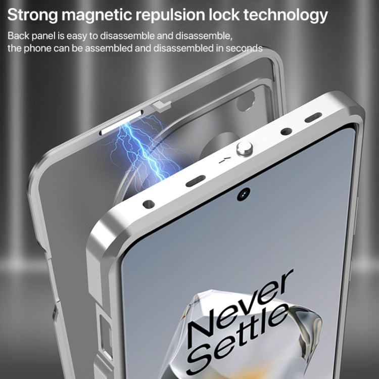 For OnePlus Ace 3 Pro Snap Buckle Single-sided Metal Frame Frosted Phone Case(Silver) - OnePlus Cases by PMC TechLife | Online Shopping South Africa | PMC TechLife | Buy Now Pay Later Mobicred
