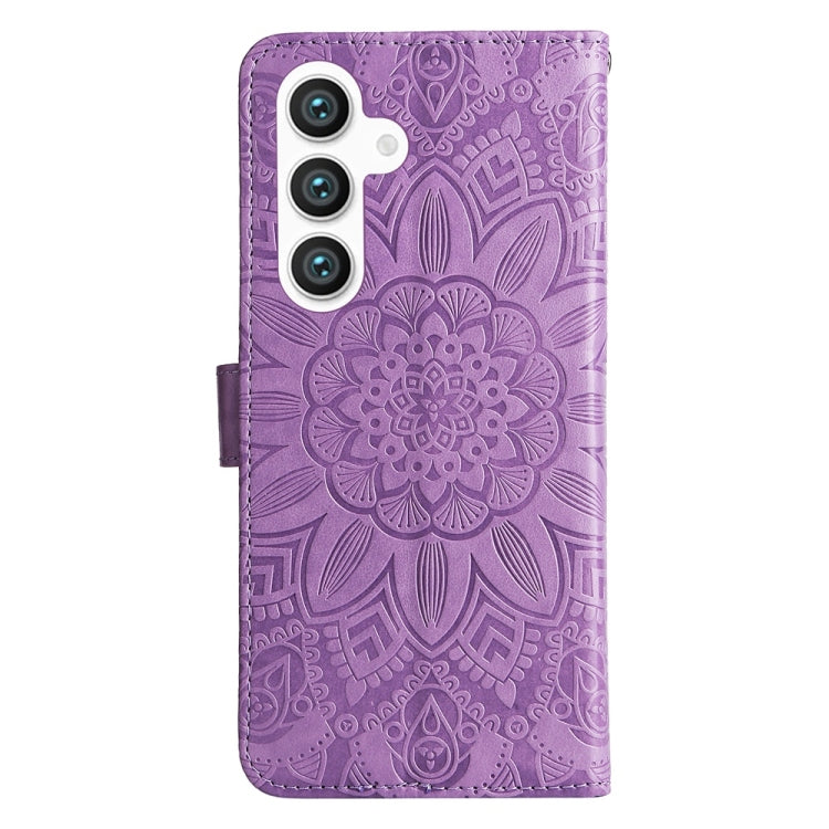 For Samsung Galaxy S25 5G Embossed Sunflower Leather Phone Case(Purple) - Galaxy S25 5G Cases by PMC Jewellery | Online Shopping South Africa | PMC Jewellery | Buy Now Pay Later Mobicred