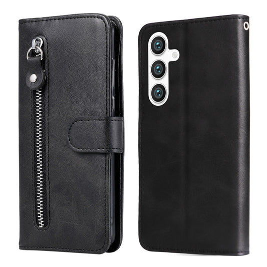 For Samsung Galaxy S25 5G Fashion Calf Texture Zipper Leather Phone Case(Black) - Galaxy S25 5G Cases by PMC Jewellery | Online Shopping South Africa | PMC Jewellery | Buy Now Pay Later Mobicred