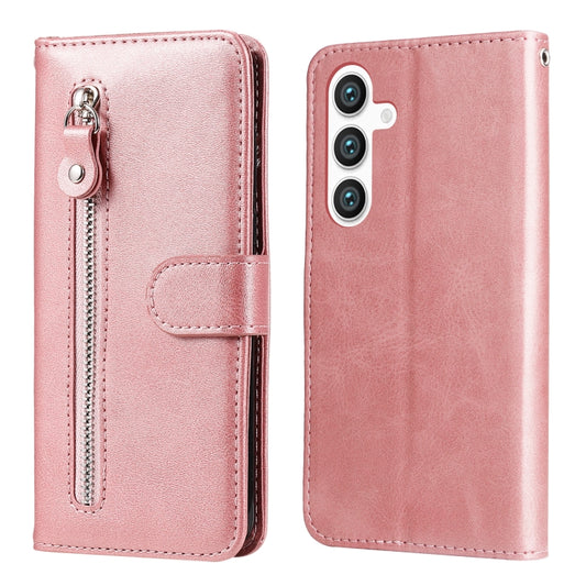 For Samsung Galaxy S25+ 5G Fashion Calf Texture Zipper Leather Phone Case(Rose Gold) - Galaxy S25+ 5G Cases by PMC Jewellery | Online Shopping South Africa | PMC Jewellery | Buy Now Pay Later Mobicred