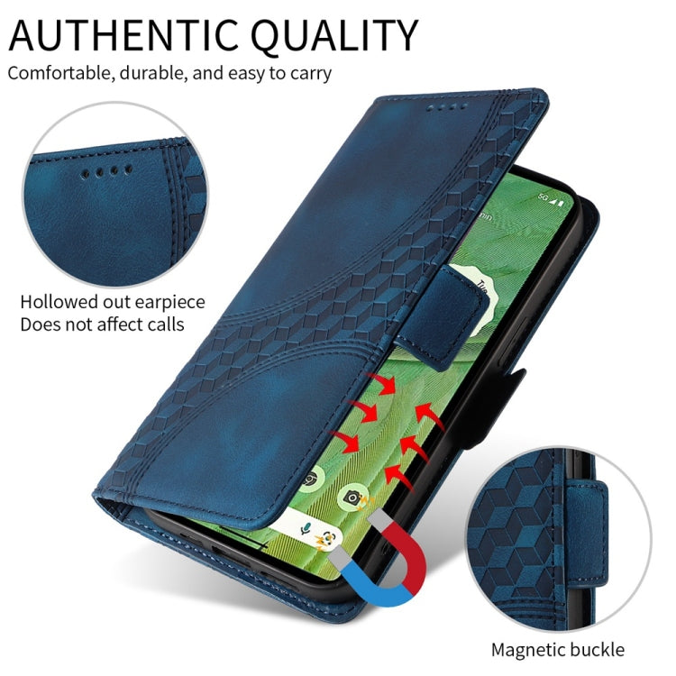 For Samsung Galaxy S25 5G Embossed Rhombus Starry Leather Phone Case(Blue) - Galaxy S25 5G Cases by PMC TechLife | Online Shopping South Africa | PMC TechLife | Buy Now Pay Later Mobicred