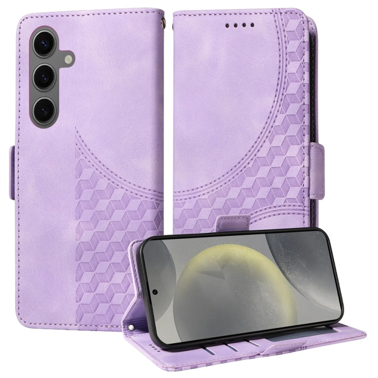 For Samsung Galaxy S25+ 5G Embossed Rhombus Starry Leather Phone Case(Purple) - Galaxy S25+ 5G Cases by PMC Jewellery | Online Shopping South Africa | PMC Jewellery | Buy Now Pay Later Mobicred