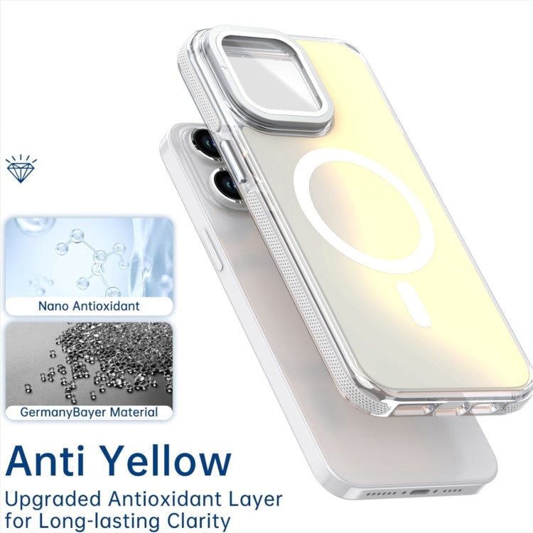 For iPhone 16 MagSafe Gradient Color Lens Film Phone Case with Lens Fold Holder(Purple) - iPhone 16 Cases by PMC TechLife | Online Shopping South Africa | PMC TechLife | Buy Now Pay Later Mobicred