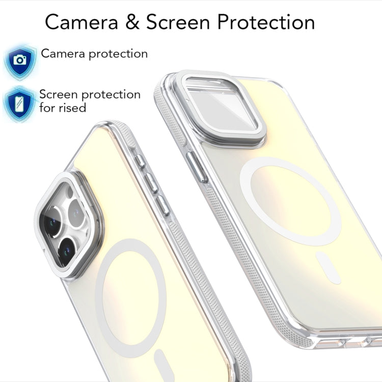 For iPhone 16 Pro Max MagSafe Gradient Color Lens Film Phone Case with Lens Fold Holder(Orange) - iPhone 16 Pro Max Cases by PMC TechLife | Online Shopping South Africa | PMC TechLife | Buy Now Pay Later Mobicred