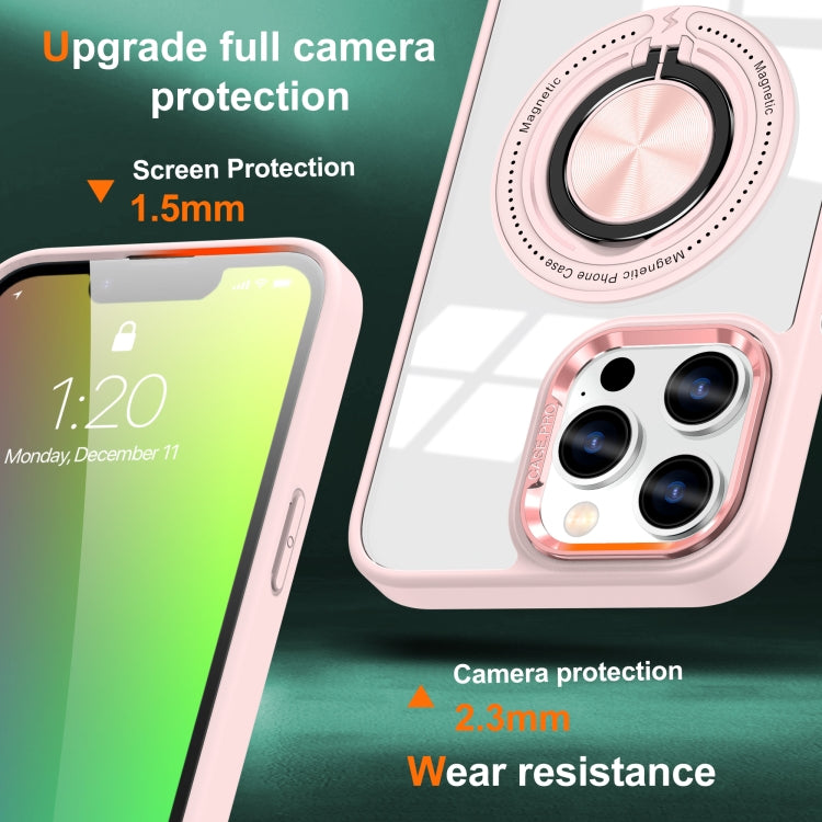 For iPhone 16 Pro Magnetic Rotating Ring Holder Phone Case(Pink) - iPhone 16 Pro Cases by PMC Jewellery | Online Shopping South Africa | PMC Jewellery | Buy Now Pay Later Mobicred