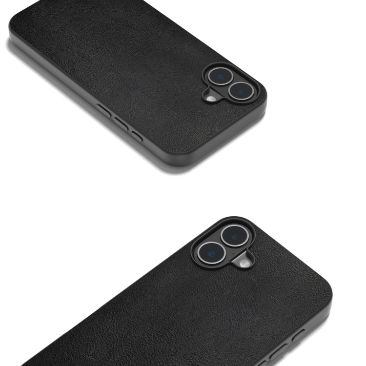 For iPhone 16 PU Leather Black Frame Full Coverage Phone Case(Black) - iPhone 16 Cases by PMC TechLife | Online Shopping South Africa | PMC TechLife | Buy Now Pay Later Mobicred
