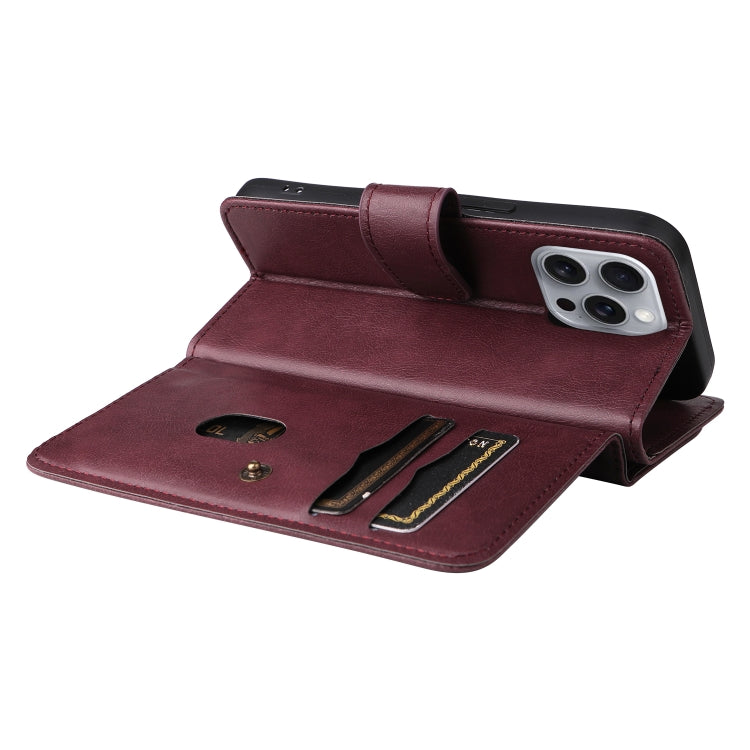 For iPhone 16 Pro Max Multi-Function Wallet 10 Card Slots Leather Phone Case(Claret) - iPhone 16 Pro Max Cases by PMC Jewellery | Online Shopping South Africa | PMC Jewellery | Buy Now Pay Later Mobicred