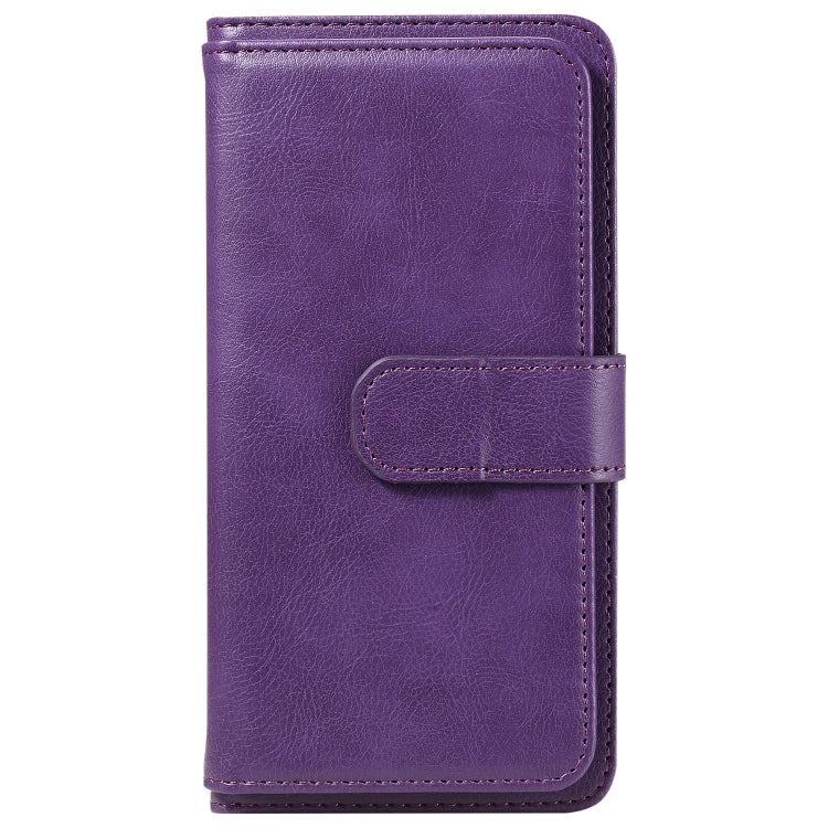 For iPhone 16 Pro Multi-Function Wallet 10 Card Slots Leather Phone Case(Violet) - iPhone 16 Pro Cases by PMC Jewellery | Online Shopping South Africa | PMC Jewellery | Buy Now Pay Later Mobicred