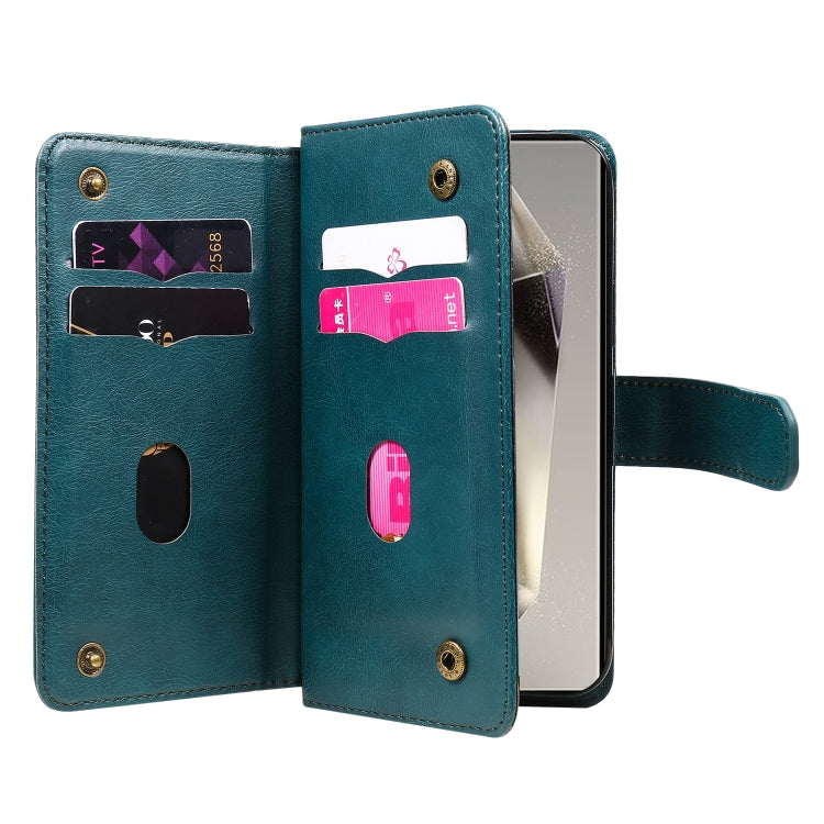 For Samsung Galaxy S25 Ultra 5G Multi-Function Wallet 10 Card Slots Leather Phone Case(Dark Green) - Galaxy S25 Ultra 5G Cases by PMC Jewellery | Online Shopping South Africa | PMC Jewellery | Buy Now Pay Later Mobicred