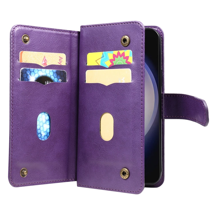 For Samsung Galaxy S25+ / S24+ 5G Multi-Function Wallet 10 Card Slots Leather Phone Case(Violet) - Galaxy S25+ 5G Cases by PMC Jewellery | Online Shopping South Africa | PMC Jewellery | Buy Now Pay Later Mobicred