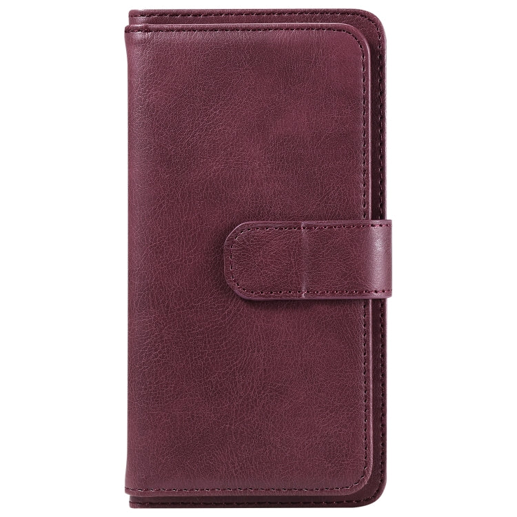 For Redmi K70 Multi-Function Wallet 10 Card Slots Leather Phone Case(Claret) - K70 Cases by PMC Jewellery | Online Shopping South Africa | PMC Jewellery | Buy Now Pay Later Mobicred