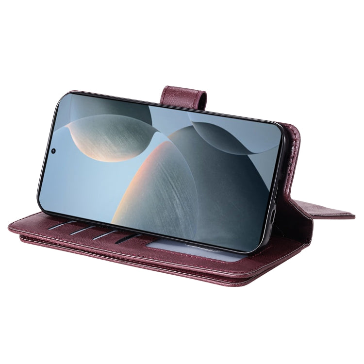 For Redmi K70 Multi-Function Wallet 10 Card Slots Leather Phone Case(Claret) - free shipping - PMC Jewellery - Order now!