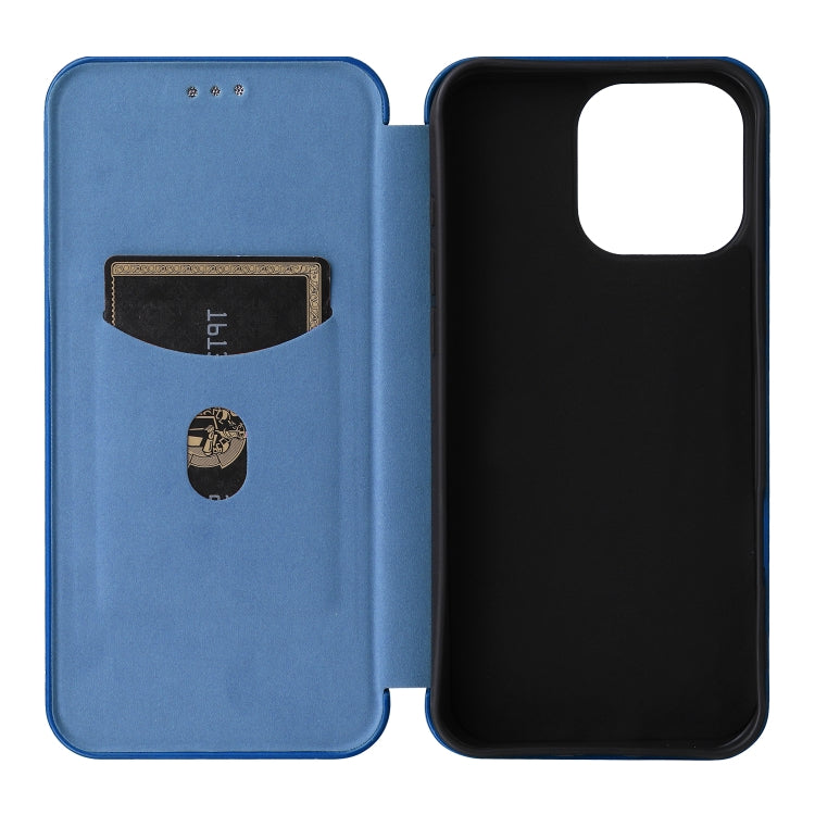 For iPhone 16 Pro Carbon Fiber Texture Flip Leather Phone Case(Blue) - iPhone 16 Pro Cases by PMC Jewellery | Online Shopping South Africa | PMC Jewellery | Buy Now Pay Later Mobicred