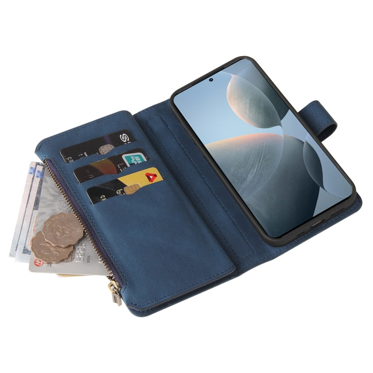 For Redmi K70 Skin Feel Multi Card Slots Zipper Wallet Leather Phone Case(Blue) - K70 Cases by PMC Jewellery | Online Shopping South Africa | PMC Jewellery | Buy Now Pay Later Mobicred