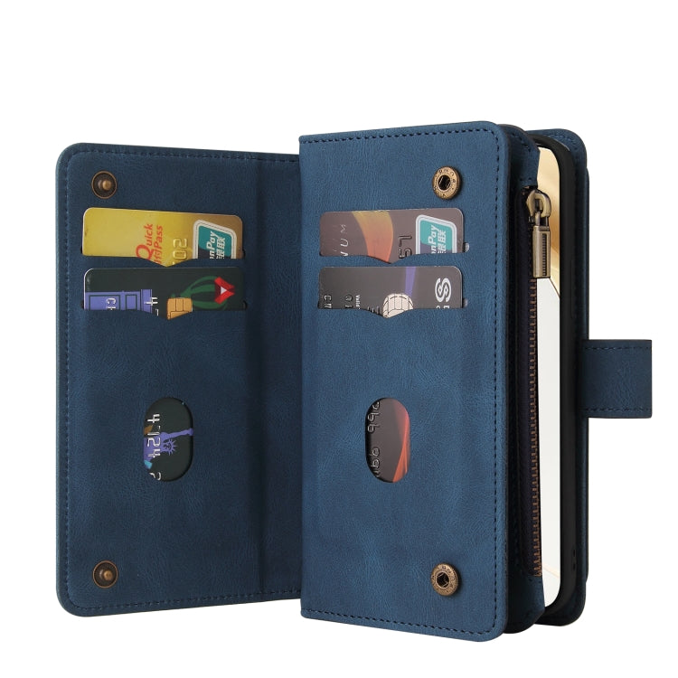 For Honor 200 Skin Feel Multi Card Slots Zipper Wallet Leather Phone Case(Blue) - Honor Cases by PMC TechLife | Online Shopping South Africa | PMC TechLife | Buy Now Pay Later Mobicred