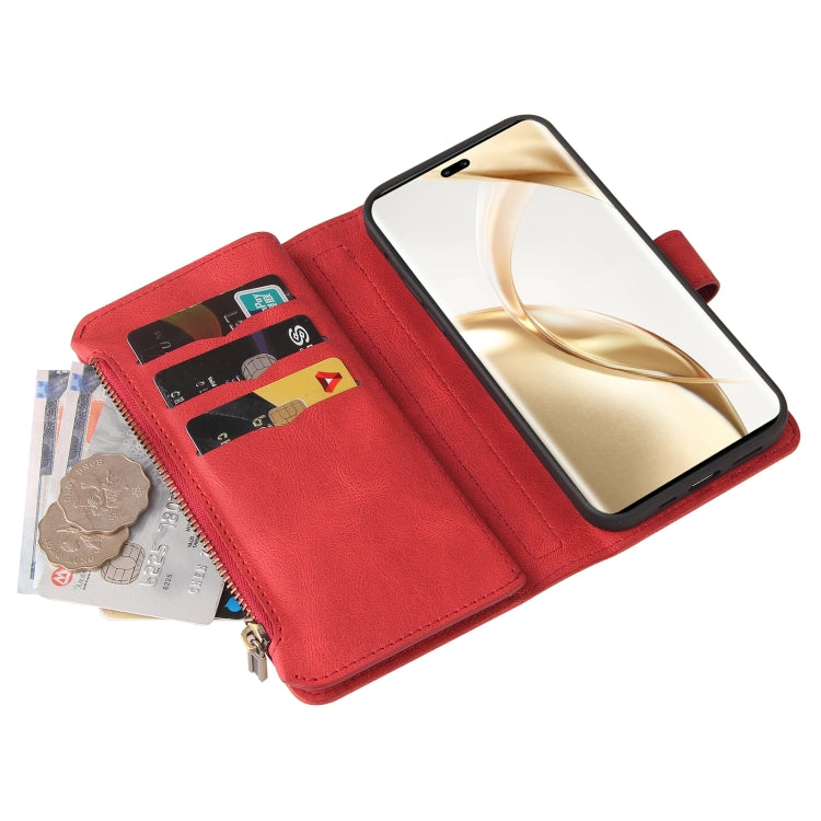 For Honor 200 Pro Skin Feel Multi Card Slots Zipper Wallet Leather Phone Case(Red) - Honor Cases by PMC TechLife | Online Shopping South Africa | PMC TechLife | Buy Now Pay Later Mobicred