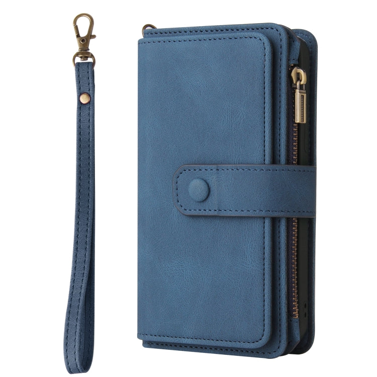 For Honor X6b Skin Feel Multi Card Slots Zipper Wallet Leather Phone Case(Blue) - Honor Cases by PMC TechLife | Online Shopping South Africa | PMC TechLife | Buy Now Pay Later Mobicred