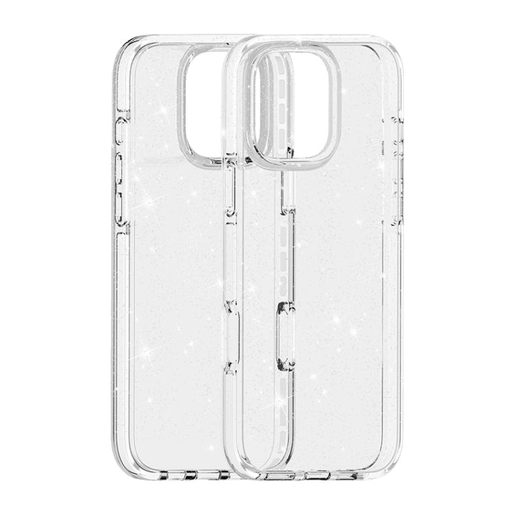 For iPhone 16 Plus Dual Color Clear Glitter TPU + TPE Full Coverage Phone Case(Glitter White) - iPhone 16 Plus Cases by PMC TechLife | Online Shopping South Africa | PMC TechLife | Buy Now Pay Later Mobicred
