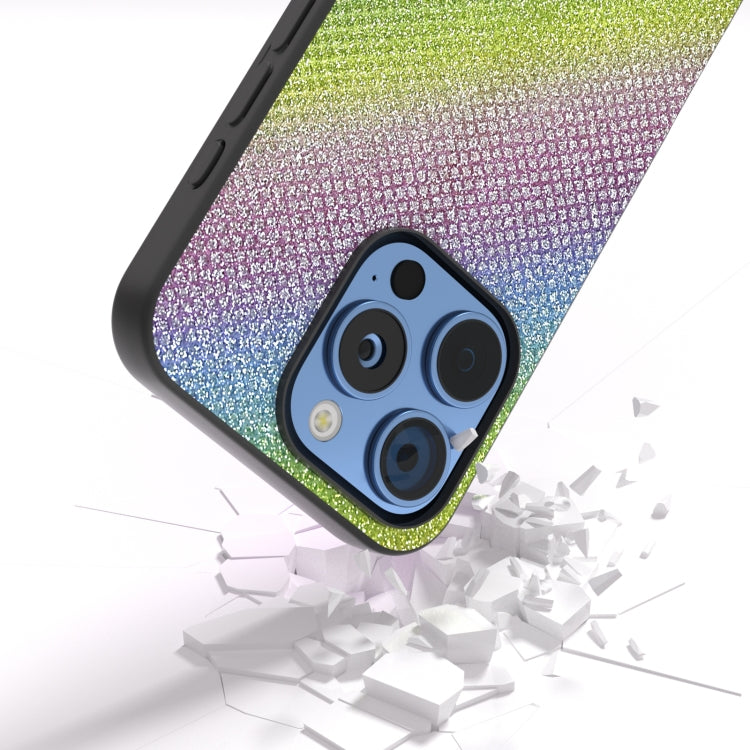 For iPhone 16 Pro Diamond Black Frame Phone Case(Rainbow Diamond) - iPhone 16 Pro Cases by PMC TechLife | Online Shopping South Africa | PMC TechLife | Buy Now Pay Later Mobicred