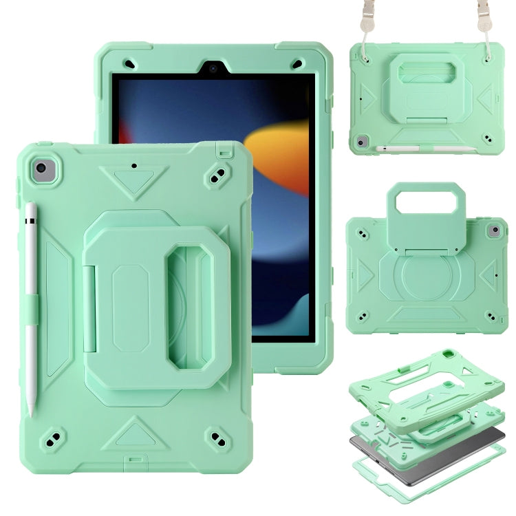 For iPad 10.2 2021 / 2020 / 2019 Legend Grip Holder Silicone Hybrid PC Tablet Case with Strap(Mint Green) - iPad 10.2 Cases by PMC Jewellery | Online Shopping South Africa | PMC Jewellery | Buy Now Pay Later Mobicred