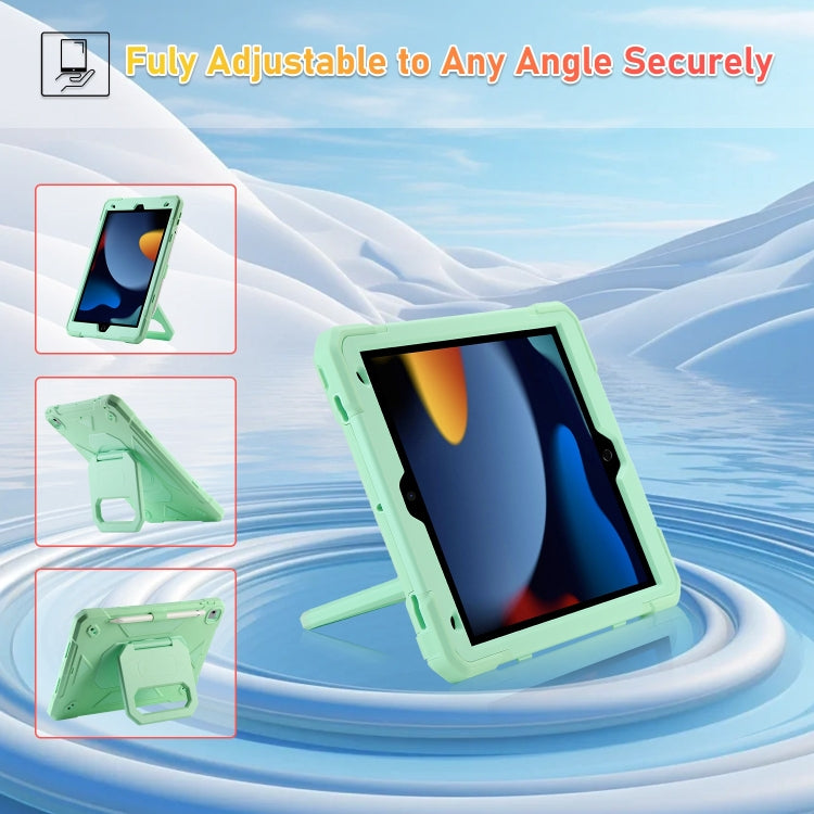 For iPad 10.2 2021 / 2020 / 2019 Legend Grip Holder Silicone Hybrid PC Tablet Case with Strap(Mint Green) - iPad 10.2 Cases by PMC Jewellery | Online Shopping South Africa | PMC Jewellery | Buy Now Pay Later Mobicred