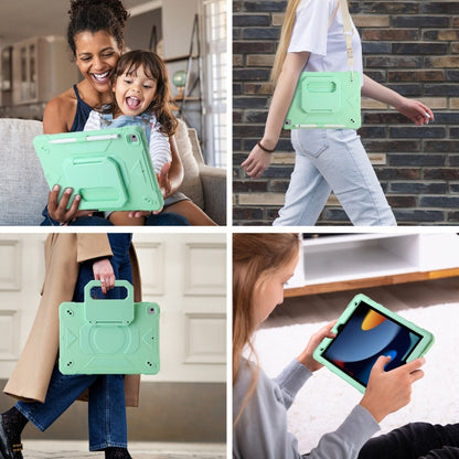 For iPad 10.2 2021 / 2020 / 2019 Legend Grip Holder Silicone Hybrid PC Tablet Case with Strap(Mint Green) - iPad 10.2 Cases by PMC Jewellery | Online Shopping South Africa | PMC Jewellery | Buy Now Pay Later Mobicred