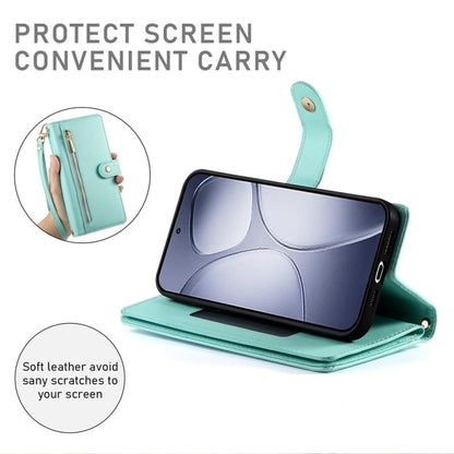 For Redmi K70 Ultra Nine Card-slot Zipper Wallet Bag Leather Phone Case(Mint Green) - Xiaomi Cases by PMC Jewellery | Online Shopping South Africa | PMC Jewellery | Buy Now Pay Later Mobicred