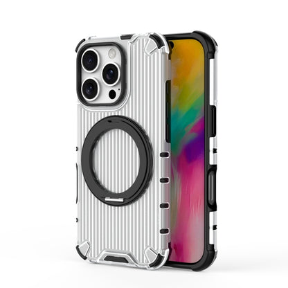 For iPhone 16 Pro Grating 360 Degree Rotating Holder Shockproof Phone Case(Transparent) - iPhone 16 Pro Cases by PMC Jewellery | Online Shopping South Africa | PMC Jewellery | Buy Now Pay Later Mobicred