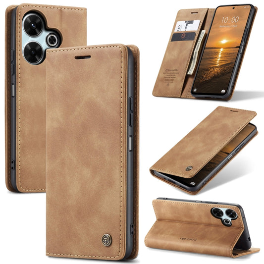 For Redmi 13 CaseMe 013 Multifunctional Horizontal Flip Leather Phone Case(Brown) - Redmi 13 Cases by CaseMe | Online Shopping South Africa | PMC Jewellery | Buy Now Pay Later Mobicred