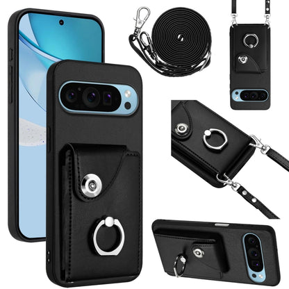 For Google Pixel 9 Pro XL Organ Card Bag Ring Holder Phone Case with Long Lanyard(Black) - Google Cases by PMC Jewellery | Online Shopping South Africa | PMC Jewellery | Buy Now Pay Later Mobicred