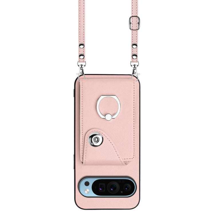 For Google Pixel 9 Pro XL Organ Card Bag Ring Holder Phone Case with Long Lanyard(Pink) - Google Cases by PMC Jewellery | Online Shopping South Africa | PMC Jewellery | Buy Now Pay Later Mobicred