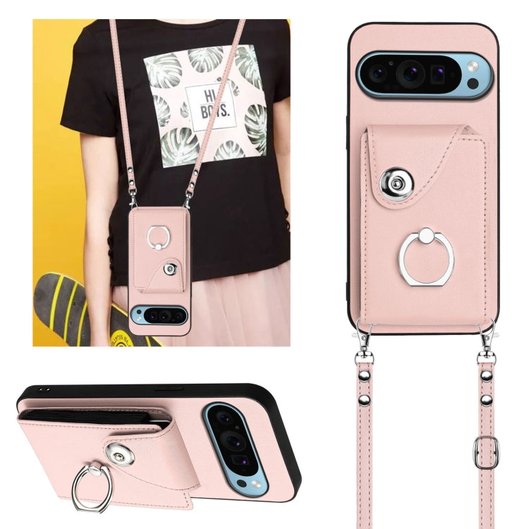 For Google Pixel 9 Pro XL Organ Card Bag Ring Holder Phone Case with Long Lanyard(Pink) - Google Cases by PMC Jewellery | Online Shopping South Africa | PMC Jewellery | Buy Now Pay Later Mobicred