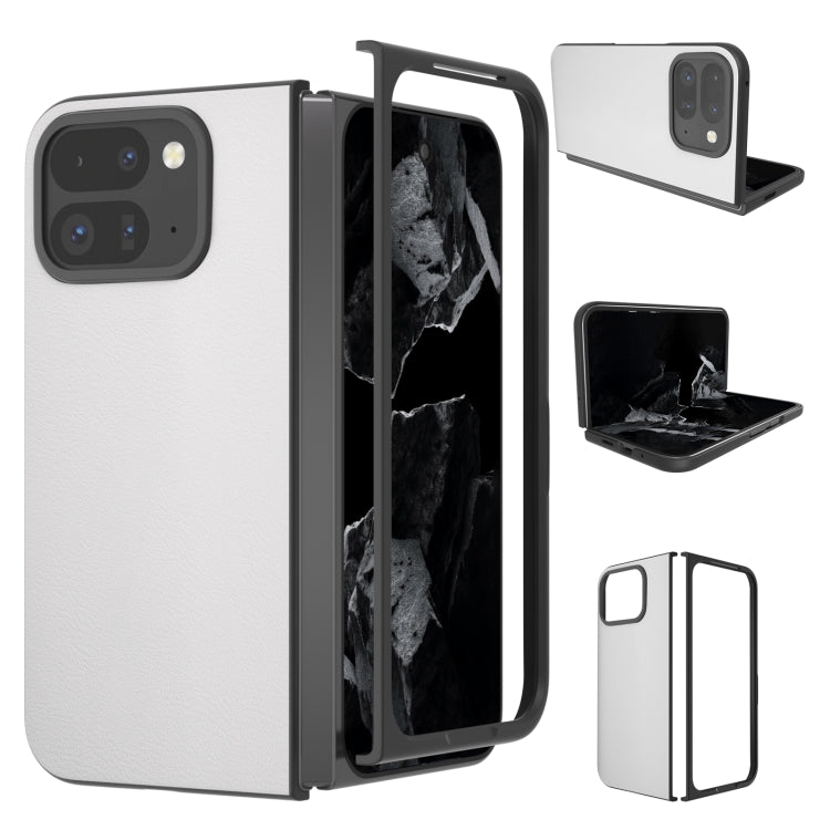 For Google Pixel 9 Pro Fold PU Leather Black Frame Full Coverage Phone Case(White) - Google Cases by PMC TechLife | Online Shopping South Africa | PMC TechLife | Buy Now Pay Later Mobicred