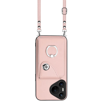 For Huawei Pura 70 Organ Card Bag Ring Holder Phone Case with Long Lanyard(Pink) - Huawei Cases by PMC Jewellery | Online Shopping South Africa | PMC Jewellery | Buy Now Pay Later Mobicred