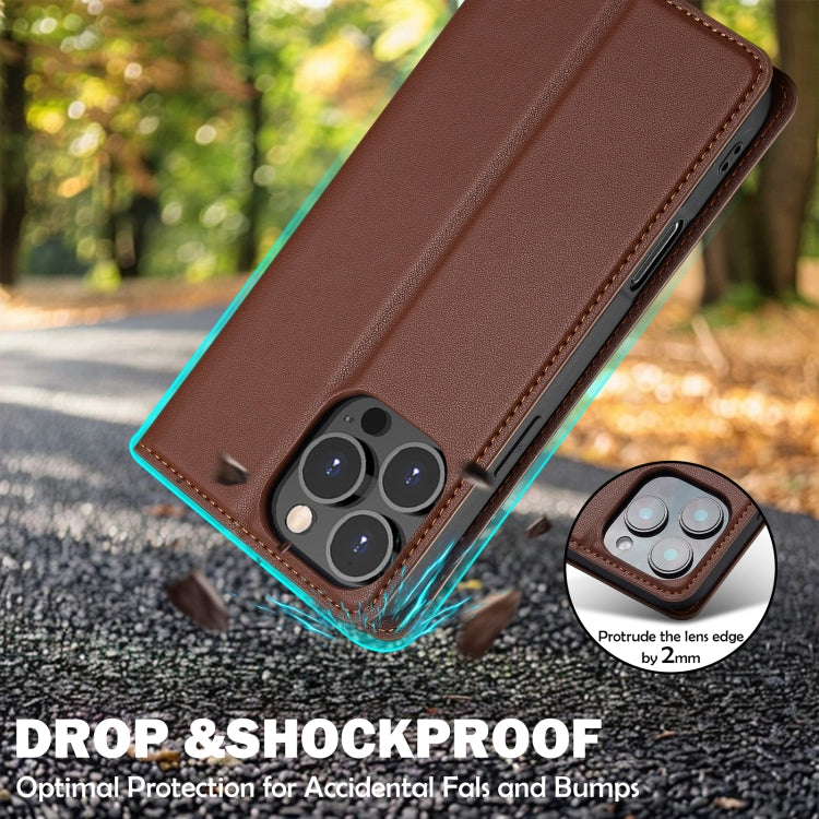 For iPhone 16 Pro Max LC.IMEEKE L1 Series Frosted Fine Texture PU Phone Case(Brown) - iPhone 16 Pro Max Cases by LC.IMEEKE | Online Shopping South Africa | PMC Jewellery | Buy Now Pay Later Mobicred