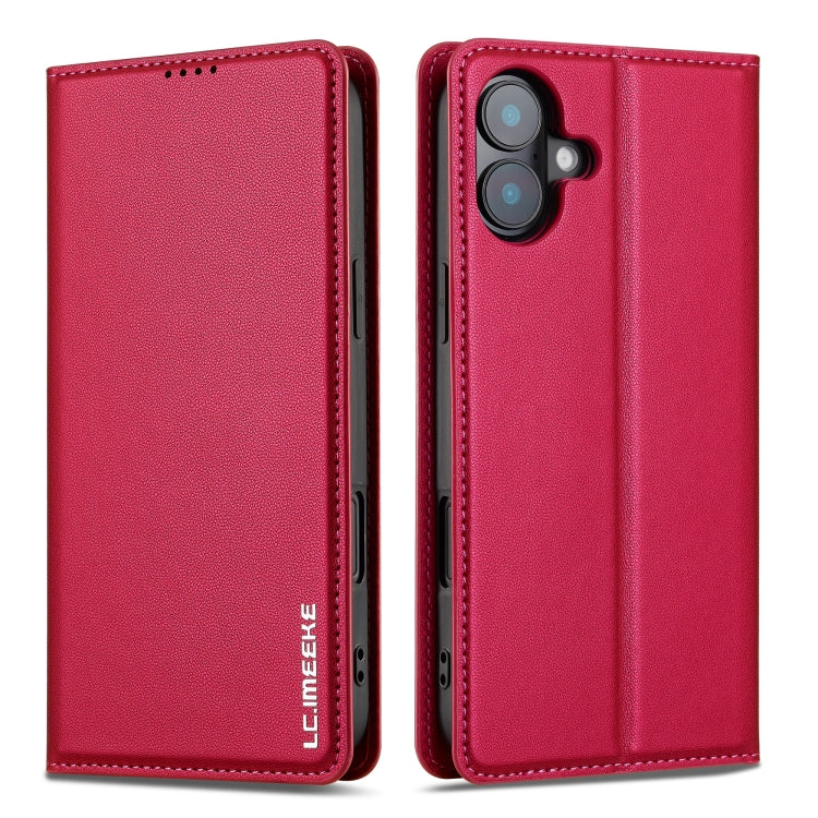 For iPhone 16 Plus LC.IMEEKE L1 Series Frosted Fine Texture PU Phone Case(Red) - iPhone 16 Plus Cases by LC.IMEEKE | Online Shopping South Africa | PMC TechLife | Buy Now Pay Later Mobicred