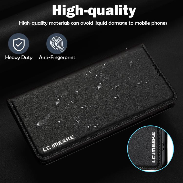 For iPhone 16e LC.IMEEKE L1 Series Frosted Fine Texture PU Phone Case(Black) - iPhone 16e Cases by LC.IMEEKE | Online Shopping South Africa | PMC TechLife | Buy Now Pay Later Mobicred
