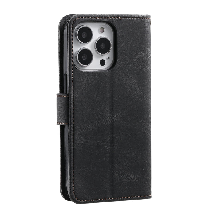 For iPhone 16 Pro Nail Skin Feel Stitching Calf Texture Leather Phone Case(Black) - iPhone 16 Pro Cases by PMC Jewellery | Online Shopping South Africa | PMC Jewellery | Buy Now Pay Later Mobicred