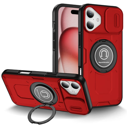 For iPhone 16 Plus Sliding Camshield TPU Hybrid PC Magnetic Holder Phone Case(Red) - iPhone 16 Plus Cases by PMC Jewellery | Online Shopping South Africa | PMC Jewellery | Buy Now Pay Later Mobicred