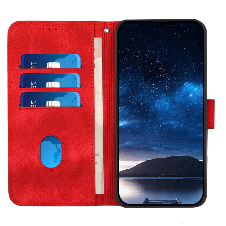 For iPhone 16 Pro YX0080 Grid Butterfly Embossed Pattern Flip Leather Phone Case with Lanyard(Red) - iPhone 16 Pro Cases by PMC TechLife | Online Shopping South Africa | PMC TechLife | Buy Now Pay Later Mobicred