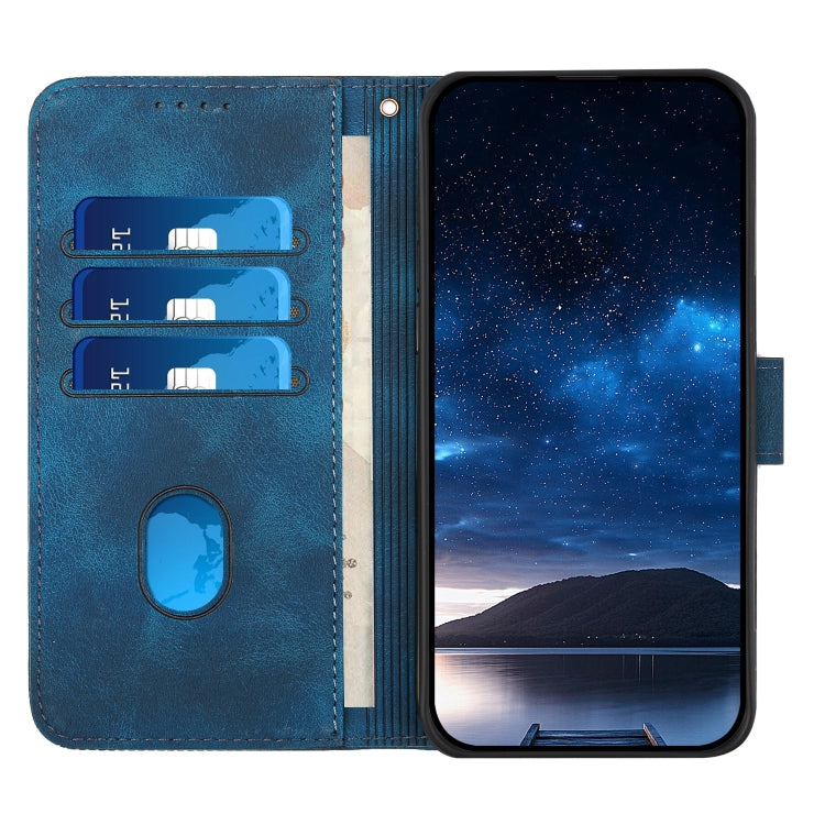 For iPhone 16 Plus YX0080 Grid Butterfly Embossed Pattern Flip Leather Phone Case with Lanyard(Dark Blue) - iPhone 16 Plus Cases by PMC TechLife | Online Shopping South Africa | PMC TechLife | Buy Now Pay Later Mobicred